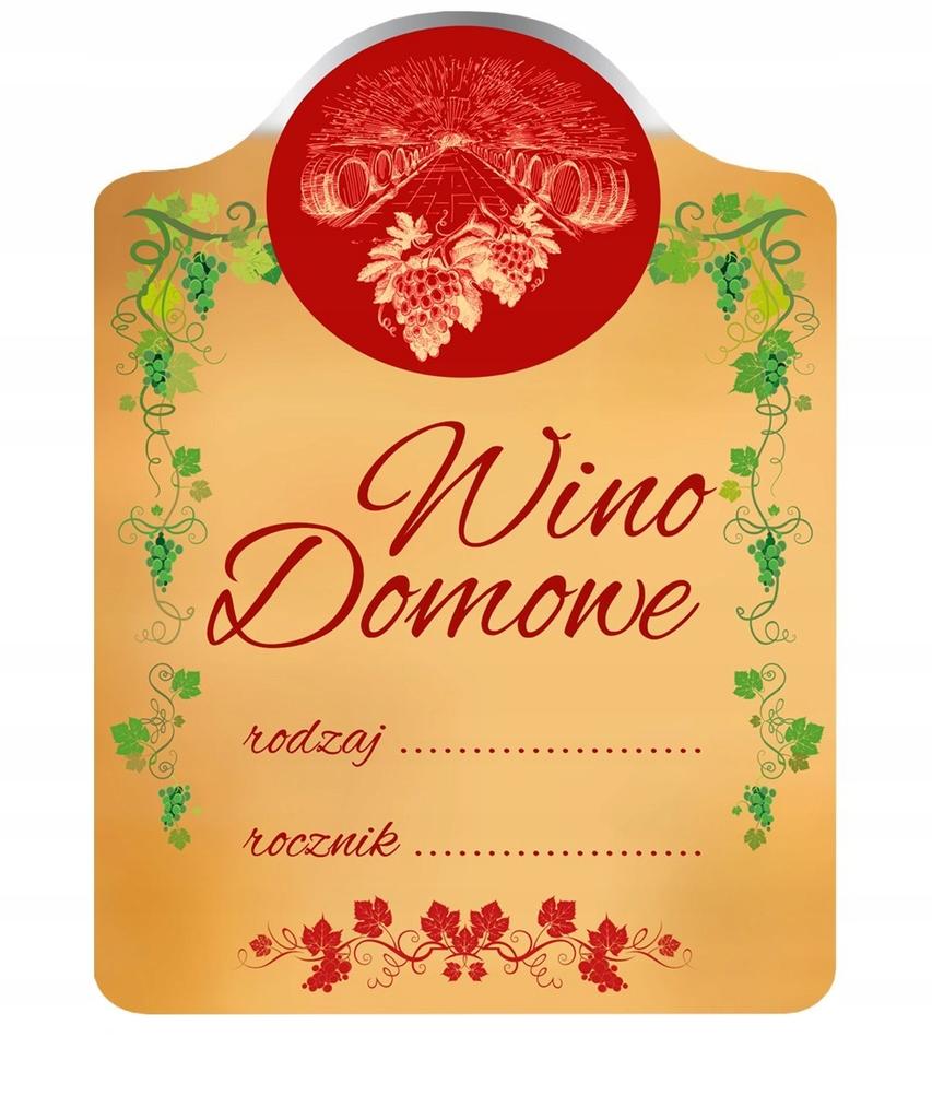 10X Etykieta Naklejka Wino Domowe Wino Żółte