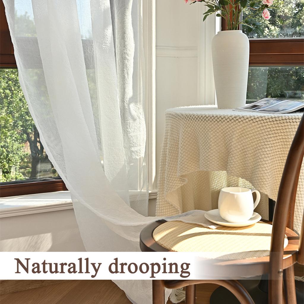 Wrinkled Trilon Piercing Rod Window Screen Semi-Blackout Finished Curtain