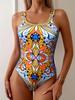 2026 Women's Sexy Halter Tie-Up Gathered One-Piece Swimsuit