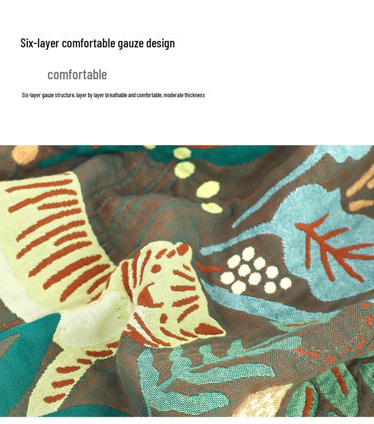 Sechslagige Baumwoll-Mull-Decke: 2022 Klimaanlagen-Sommerdecke, Büro-Überwurf, 150x200cm.