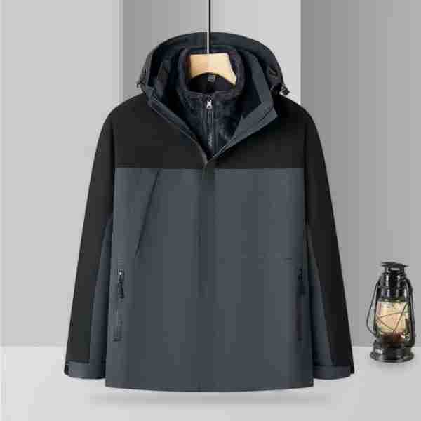 Thickened Silver Fox Velvet Three-in-one Waterproof and Windproof Camping and Mountaineering Detachable Overalls