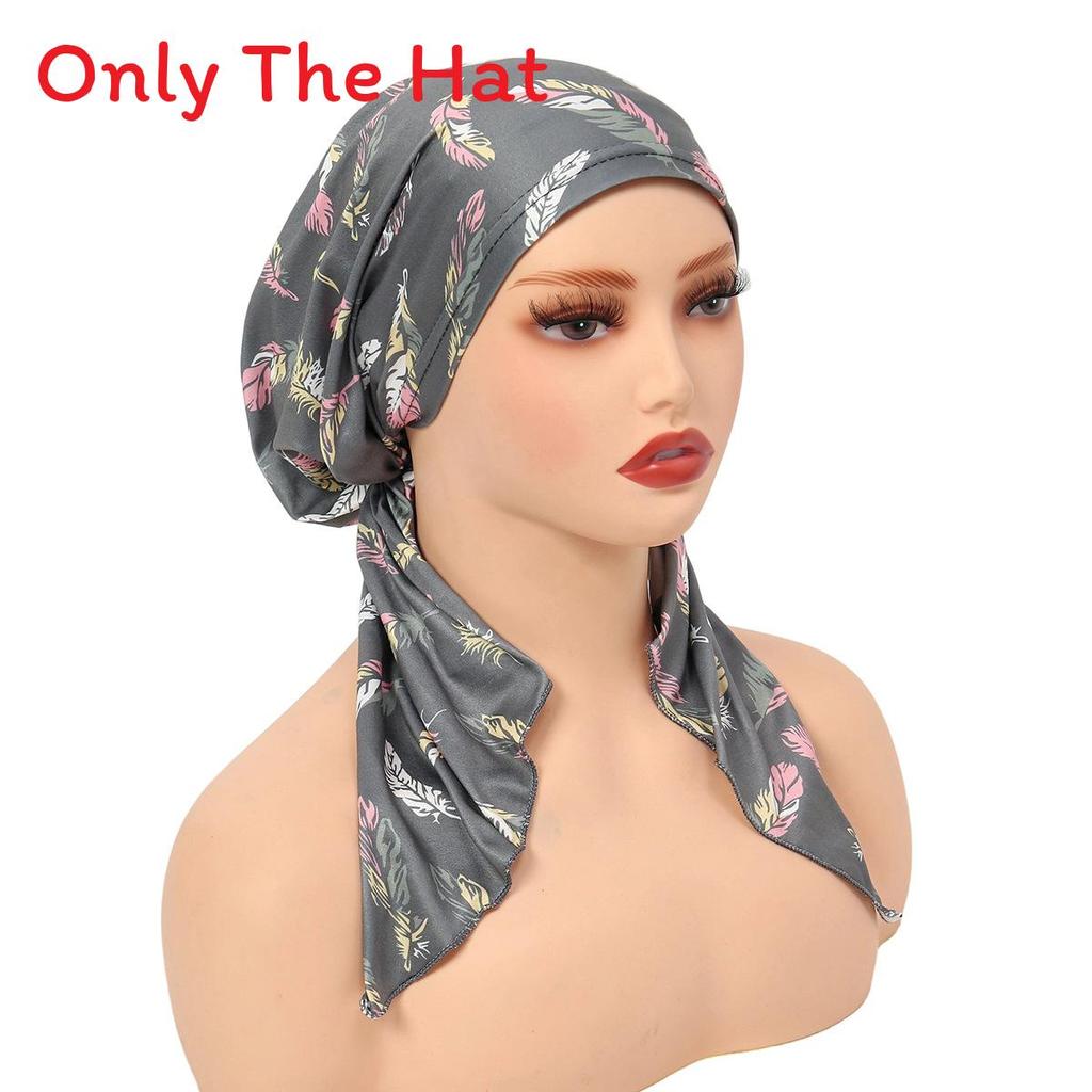 Elegant Floral Print Womens Headscarf Beanie With Polyester Material For All Seasons