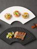 Fan-Shaped Striped Japanese Tableware: Irregular Sushi & Dessert Plate for Home or Hotel.