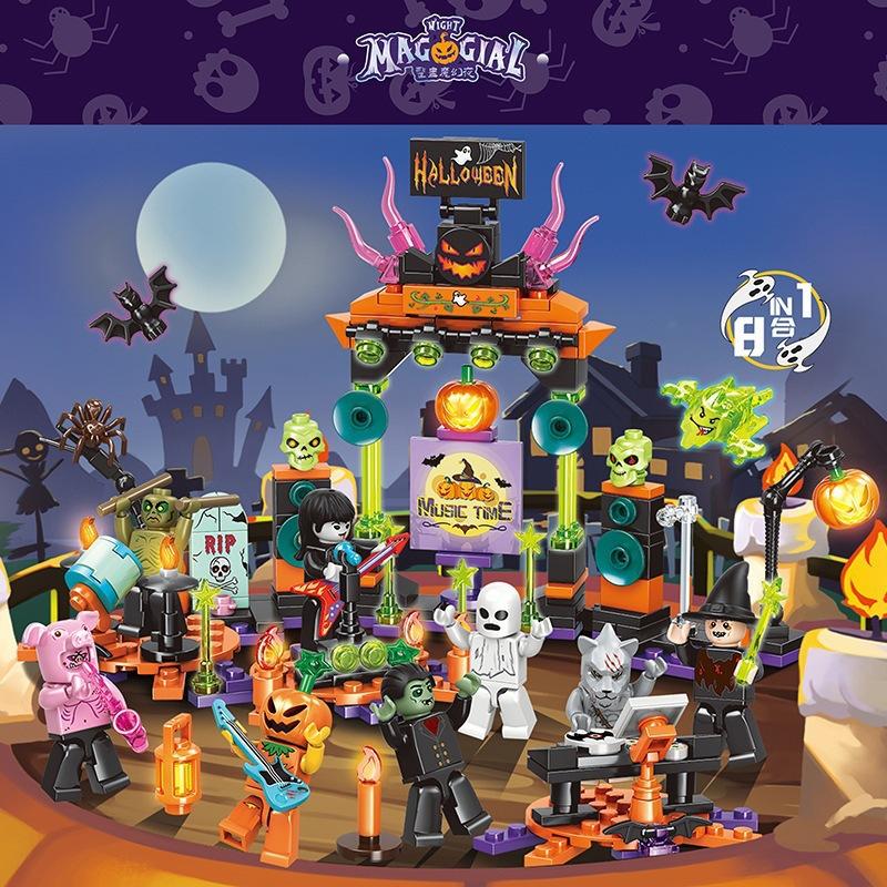 Halloween Building Block Hut House Pumpkin uCarriage Happy Halloween Decoration Bricks for Boys Kids Toys Gift Compatible