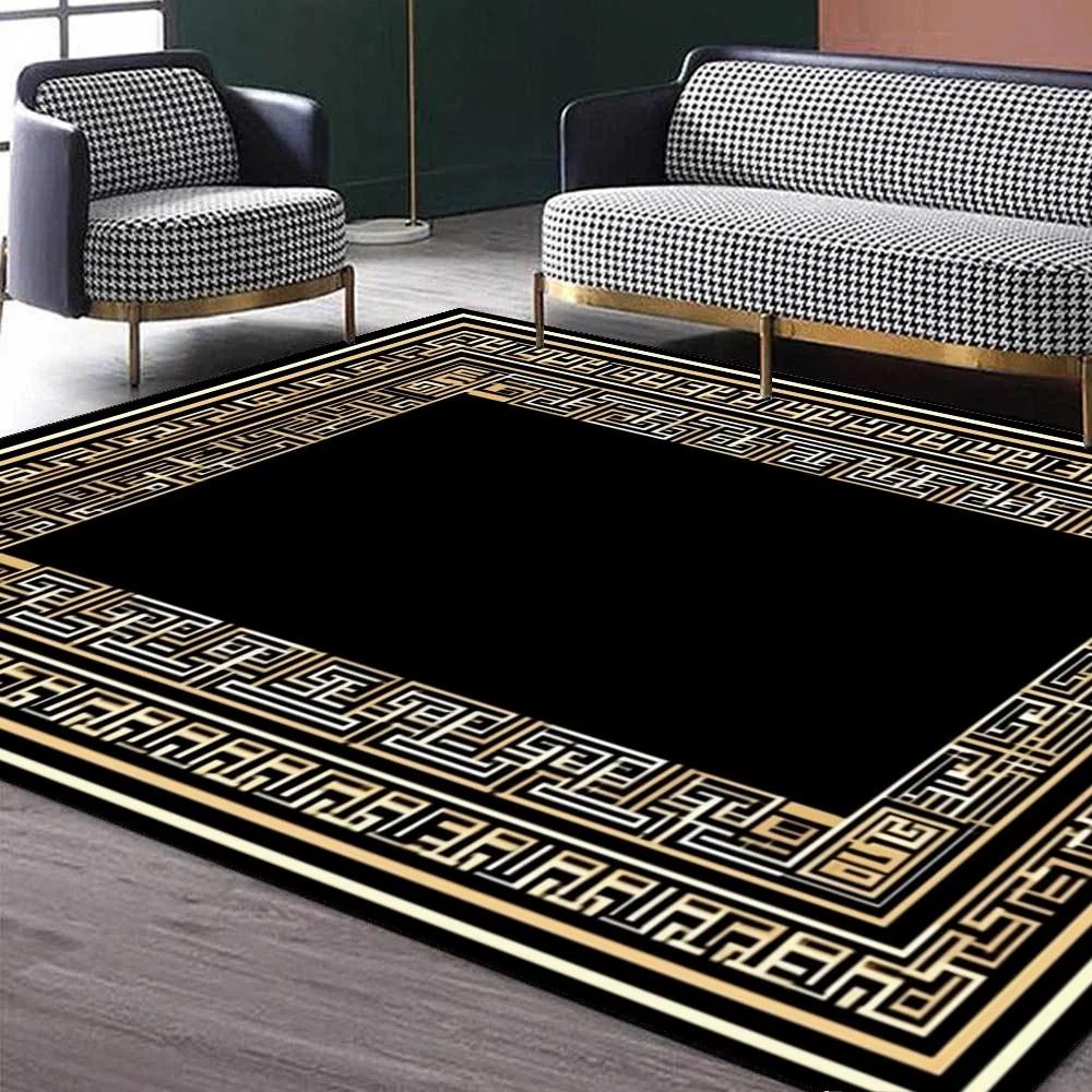 Luxury Carpet for Living Room Modern Black White Geometric Non-slip Lounge Soft Rugs Decoration Home Bedroom Floor Door Mat