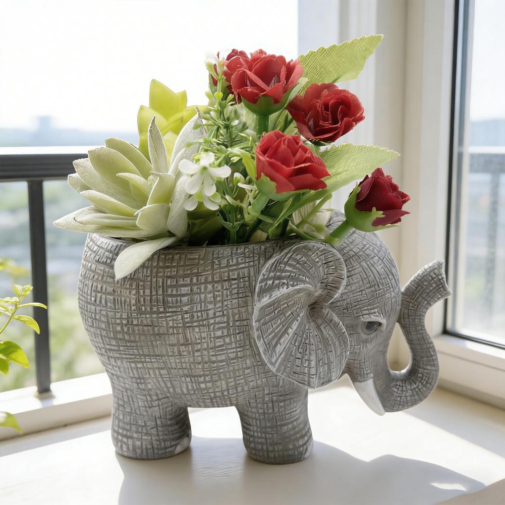 Synthetic Resin Planter Resin Elephant Shaped Planter Pot Cute Flower Pot for Indoor Plants Decorative Small Cactus for Home