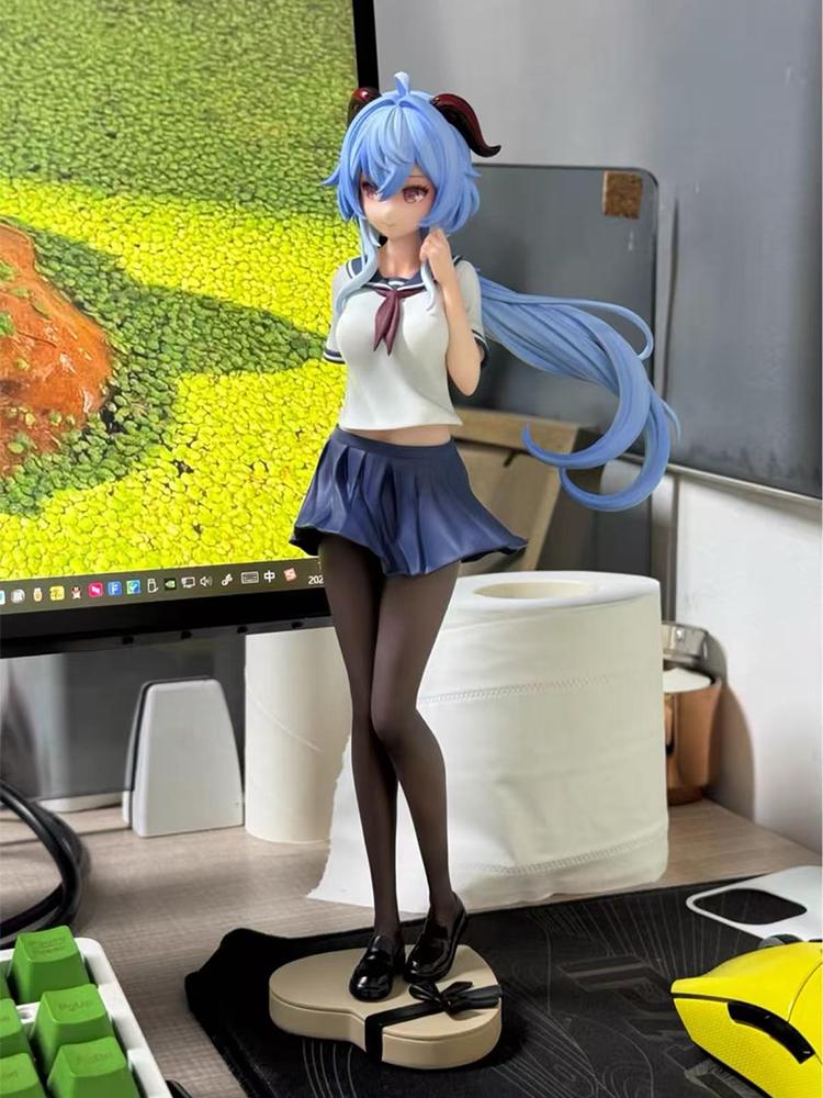 In Stock Genshin Jk Ganyu Model Game Figure Confession Style Cute Girls Toys Collect Computer Case Decoration Ornament