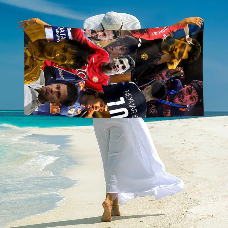 1pc Football Stars Celebration Microfiber Quick Dry Beach Towel Absorbent Soft Oversized Sand Free Towel for Travel Pool Gym Swimming Yoga 20a113