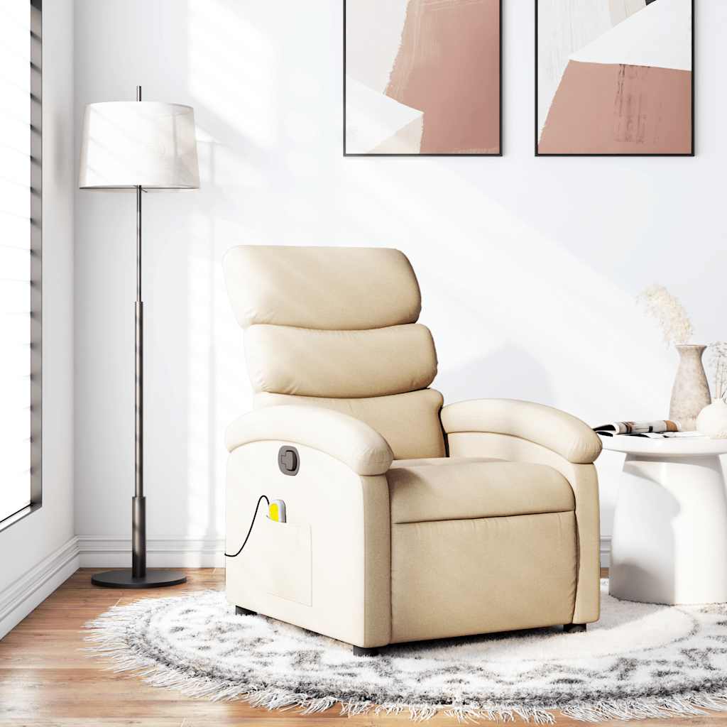 Massage Relax Chair Cream Colored Fabric