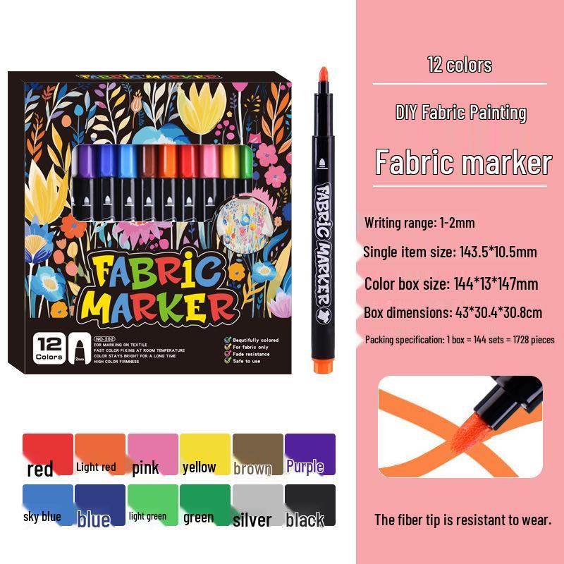 Washable Fabric Markers - Stain-Free, Colorful, Waterproof, Fade-Resistant, DIY Graffiti Pens