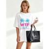 Oversized T Shirt Black Palm Trees And Wtf Welcome To Florida Print Casual Summer Wear