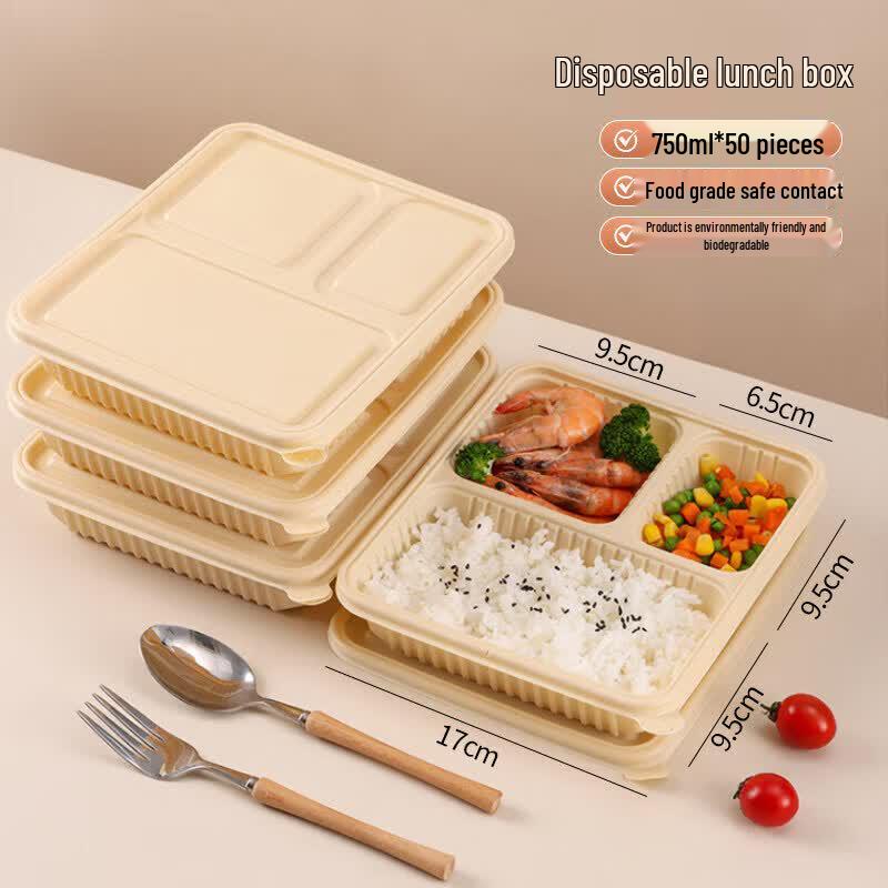 ZISIZ Degradable 4-Compartment Disposable Meal Box