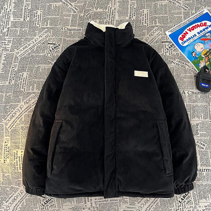 American-style stand-up collar trendy brand cotton-padded coat men's winter corduroy jacket lamb wool loose warm cotton-padded jacket
