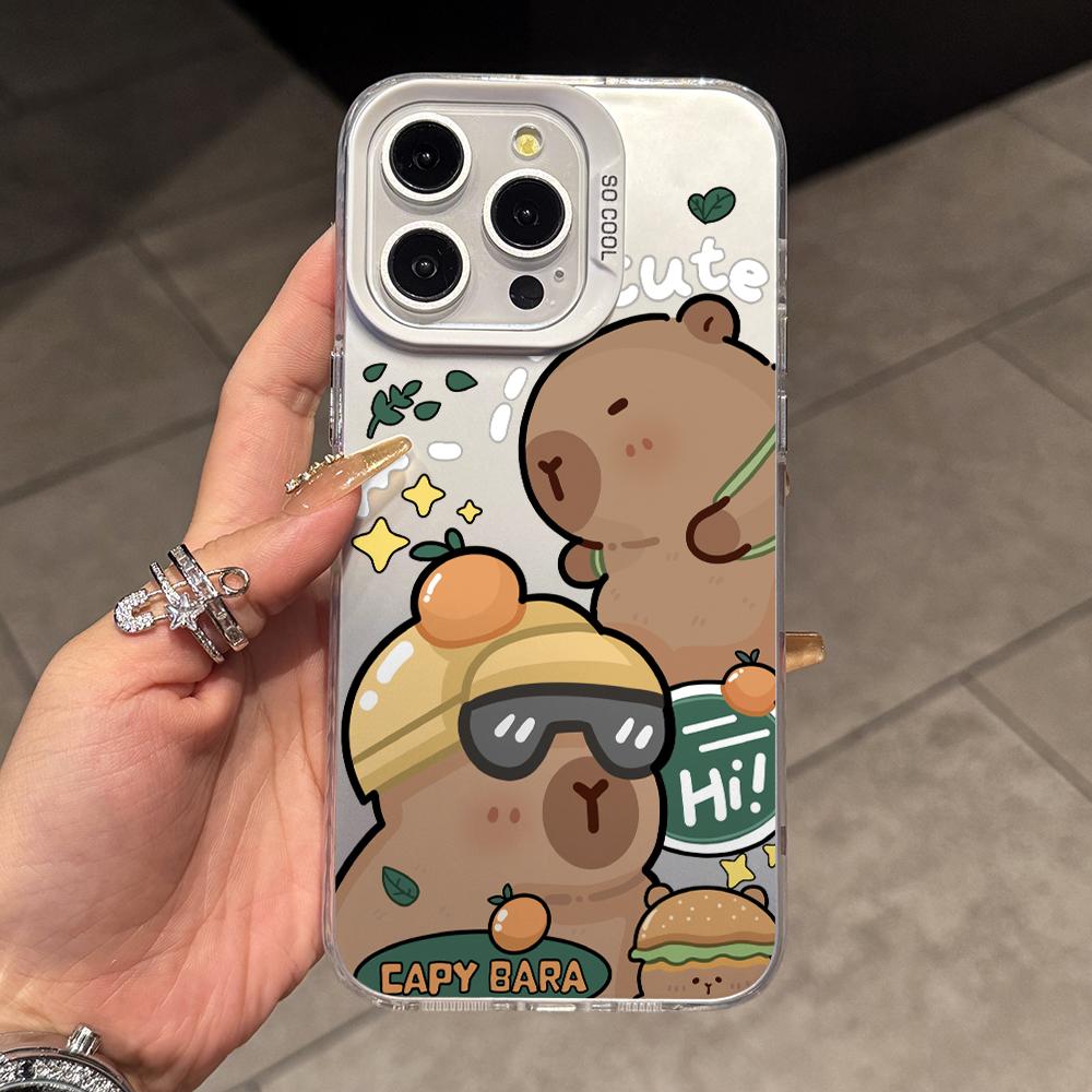 

Lovely Cartoon Capybara Phone Case for Samsung Galaxy A56 A55 A54 A53 A52 A26 A17 A16 A12 A07 A06 4G 5G Silver Hard Cover Galaxy A52s 5G