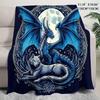 Ice Dragon and Wolf Flannel Printed Blanket Soft Comfortable Bed Blanket Modern Style Themed Decorative Blanket