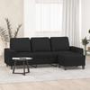 Vidaxl 3-Seater Sofa With Footstool, Black, 180 Cm, Fabric