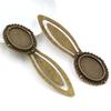 Neumodisches 2er-Set Lesezeichen (18 x 25 mm Innenmaß), antiksilberplattiert und bronzefarben, schlichtes Design, handgefertigt, Cabochon-Sockel, Kameenfassung