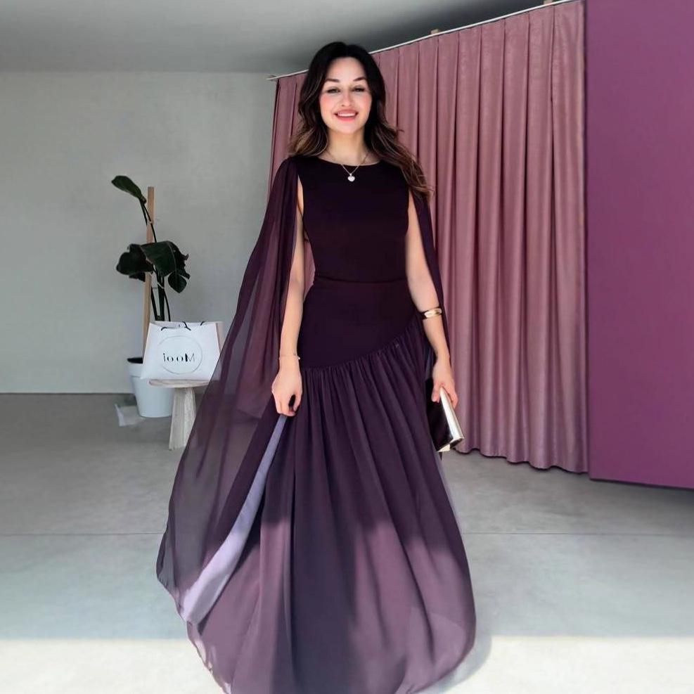 

European & American Women s 2026 Summer Satin High-Waisted Evening Dress: Halter Neck, Puff Sleeves, Slim Fit. S