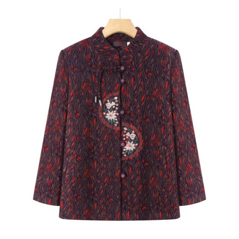 

Elderly mother autumn and winter woolen coat year old 0 grandma clothes plush warm old lady Tang suit top 5XL [recommended 150-80kg] фиолетовый