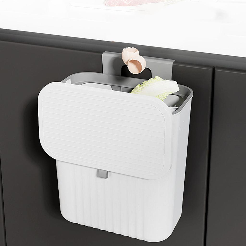 Hanging Trash Can with Lid No Drill Space Saving Kitchen Garbage Bin Under Cabinet/Sink Trash Container, Easy Mount Bathroom