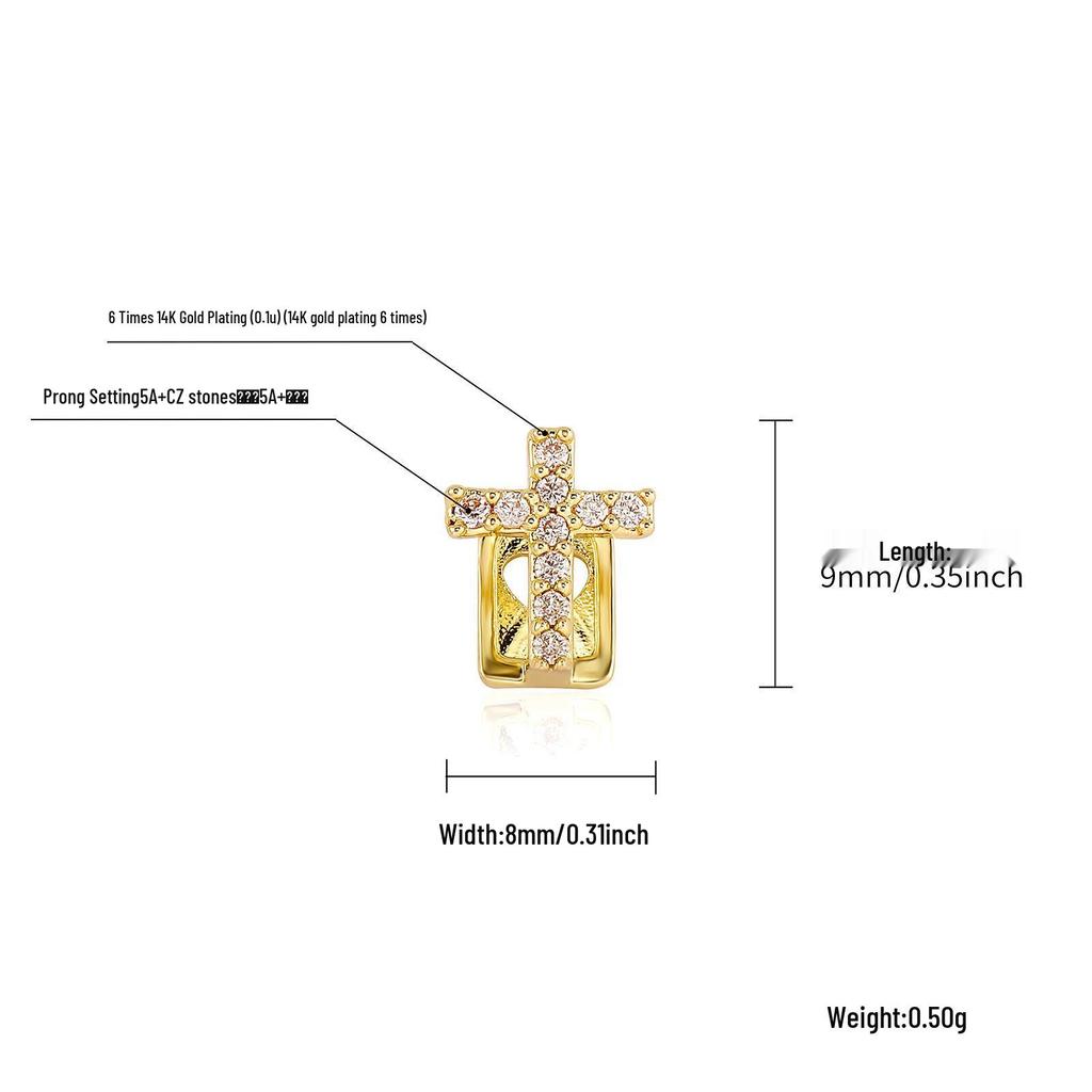 Zircon-Encrusted Copper Grillz: Halloween Bling Gold Tooth