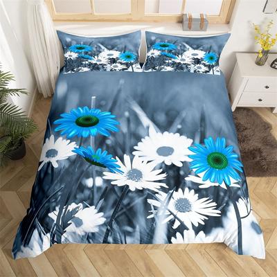 Daisy Bettbezug Botanisches Blumenmuster Bettwäscheset Mikrofaser Natürliches Blütenmuster Blumendesign Bettdeckenbezug King für Jungen Mädchenzimmer