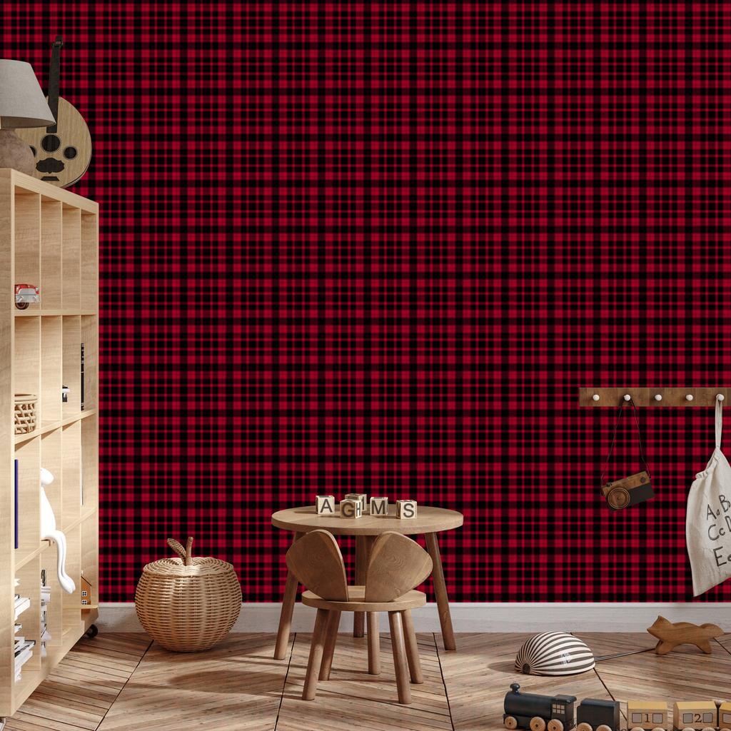 Red Checkered Wallpaper in Burgundy and Burgundy for Living Room and Bedroom 50x1000