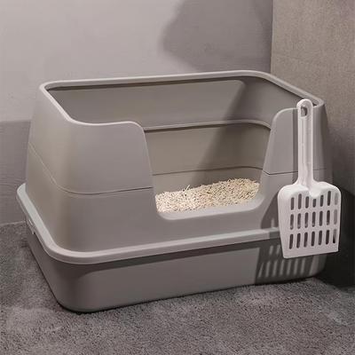 Cat Extra Large Litter Box With Plastic Scoop, High Fence Cat Litter Box, Easy Cleaning And Anti-Splashing Cat Toilet, Pet Toilet With Litter Shovel