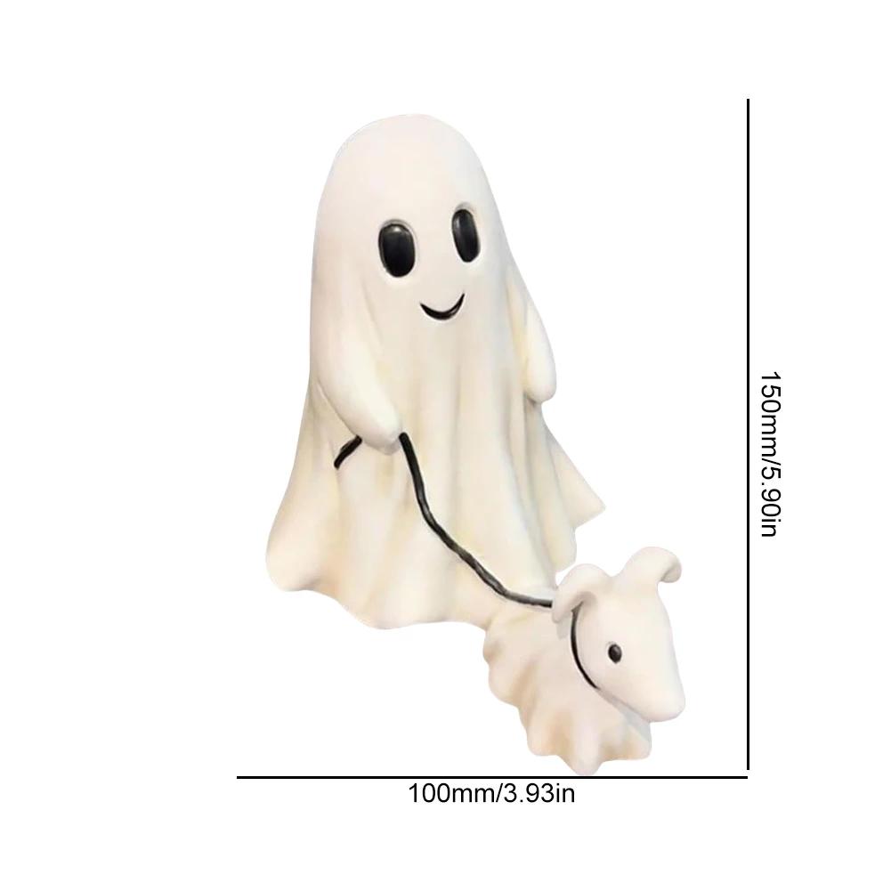 Halloween Ghost Walking Dog Statue Creative Cute Ghost Walking Dog Ornament Handmade Ghost Walking Dog Figurine Gift for Friends