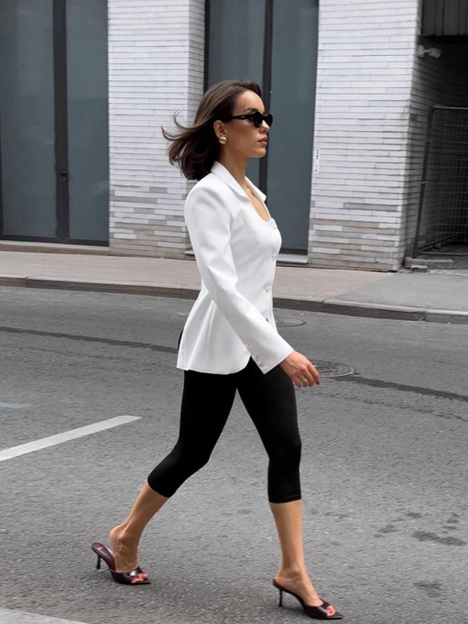 2025 European & American Autumn Women's U-Neck Slimming Waist Small Suit Jacket