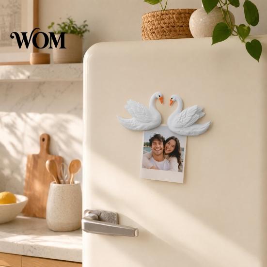 Swan Shape Decor Couple Refrigerator Magnet, 3D Resin Fridge Heavy Duty Magnets Decorative Magnet for Whiteboard Locker Door