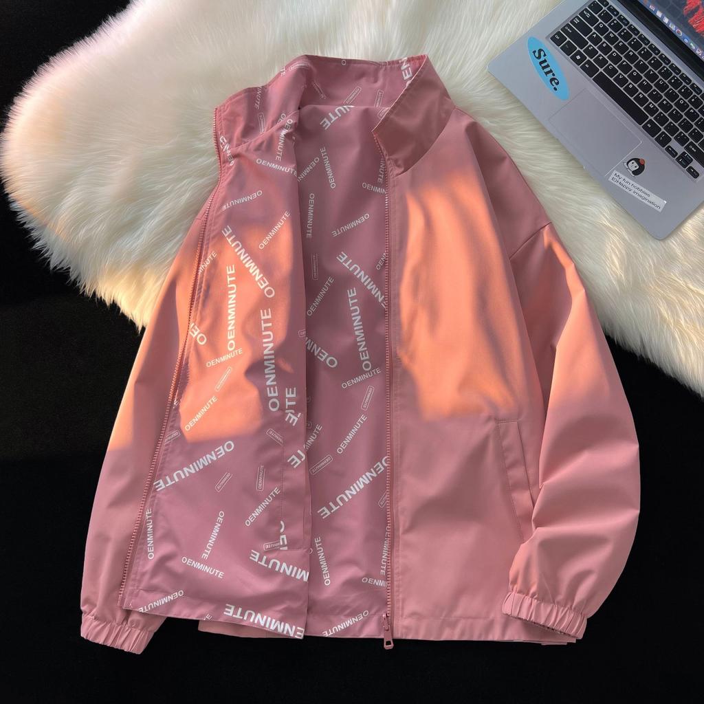 Double-sided Stand-up Collar Jacket for Men's Spring and Autumn Thin Loose Casual Men's Jacket Versatile