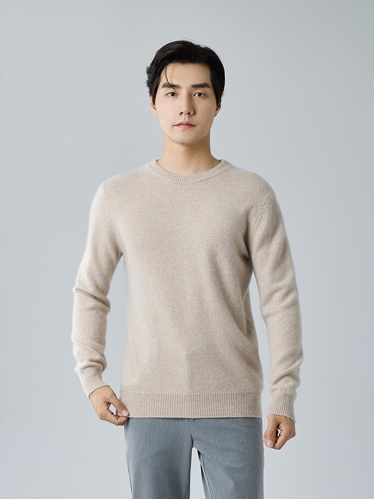 2025 crew neck cashmere sweater thickened solid color long-sleeved sweater knitted bottomed wool sweater