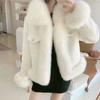 Imitation fox fur imitation fur jacket femininity new light and thin winter thickened cotton-padded coat