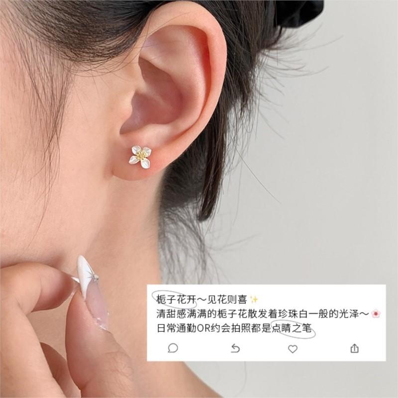 PANJBJ 925 Sterling Silver Flower Earring for Women Design Sweet Romantic Ins Extremely Small Jewelry Birthday Gift Dropshipping