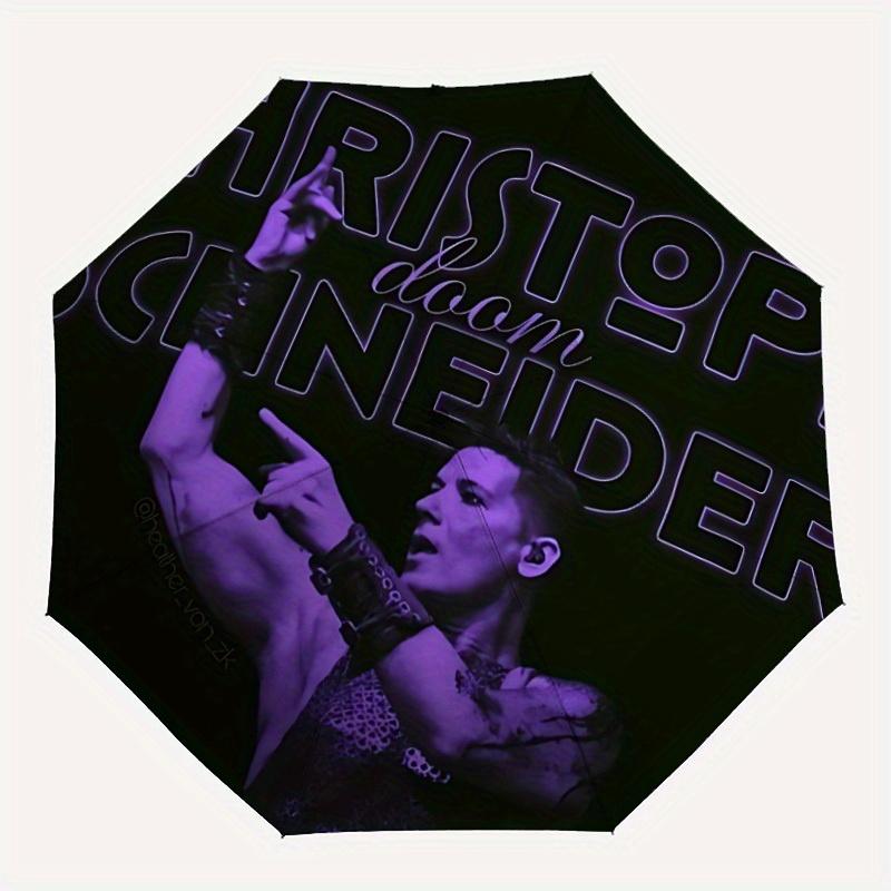 

1pc RAMMSTEIN, Christoph Schneider Design Automatic Open/Close Umbrella - Compact Travel Umbrella, Perfect Gift for Friends -Intricate Design Umbrell