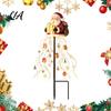 Santa Claus Yard Statue with Lights Solar Christmas Garden Light, LED Holding Gift Box Stake Festive Display for Cascading String Outdoor Porch