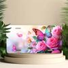 2D Flat 1pc for Decorative Solely Designed to Decorate License Plate Frames And Covers Featuring Pink Rose And Colorful Butterfly Patterns Waterproof 