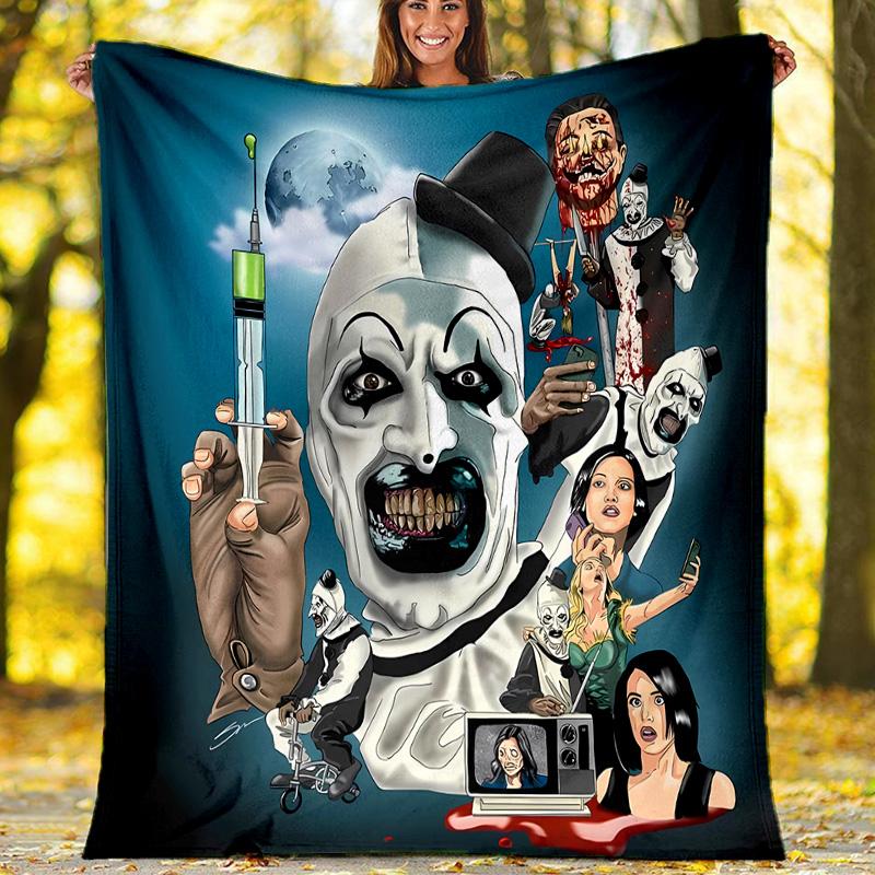 Coperta plaid stampata Art the Clown Terrifier1—leggera, morbida, calda;coperta versatile per tutte le stagioni—perfetta come coperta per l'aria condizionata, coperta per il riposino