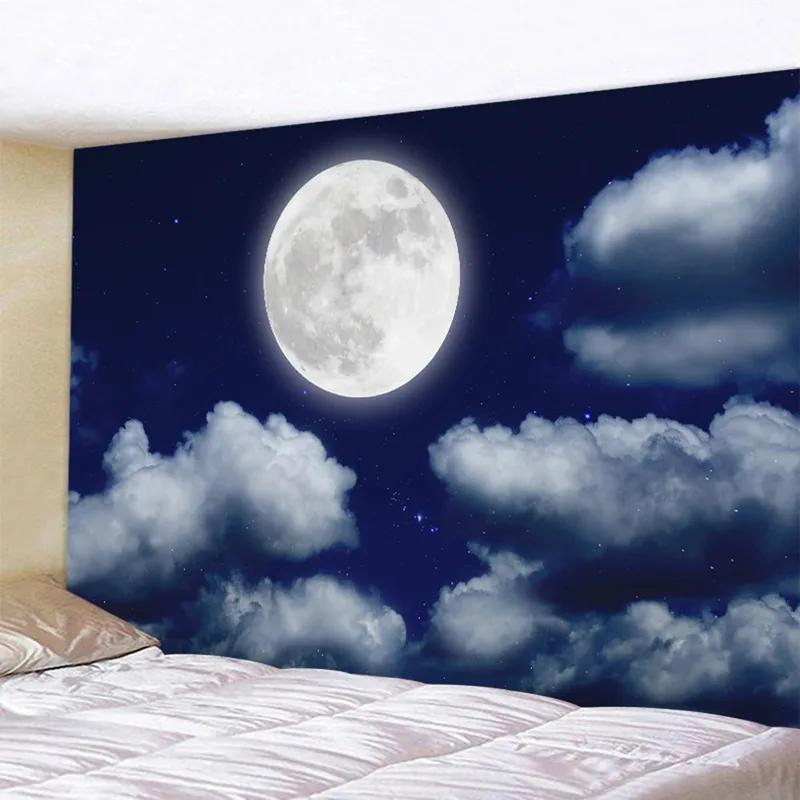 

Гобелен с узором «Ночная луна» Гобелен для офиса, гостиной, украшения стен дома 100x75cm