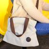 Canvas Bag Large Capacity Reusable Prevent Deformation Cloth Shopping Bag Creamy White