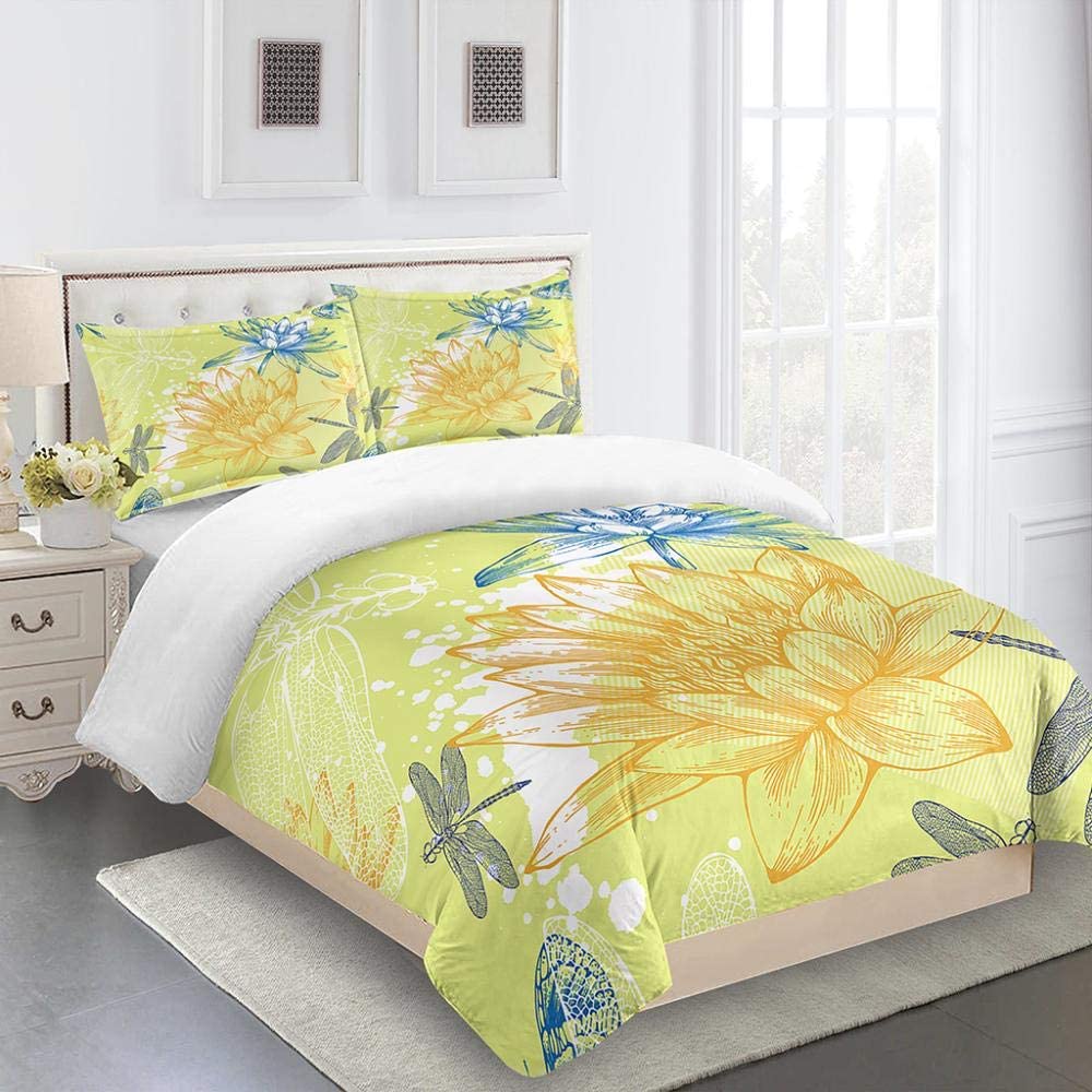 

Пододеяльник King Queen с 3D-узором, комплект постельного белья Aldult Kids Boys Men Yellow Plant Flower Polyester Quilt Quilt Cover W90xL190cm