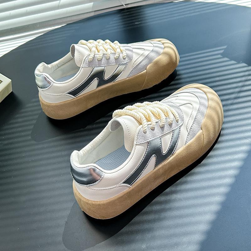 

Женские кроссовки на платформе, противоскользящие удобные повседневные кроссовки из искусственной кожи для бега, прогулочные туфли, дышащие кроссовки на массивной шнуровке, теннисные туфли для женщин 40