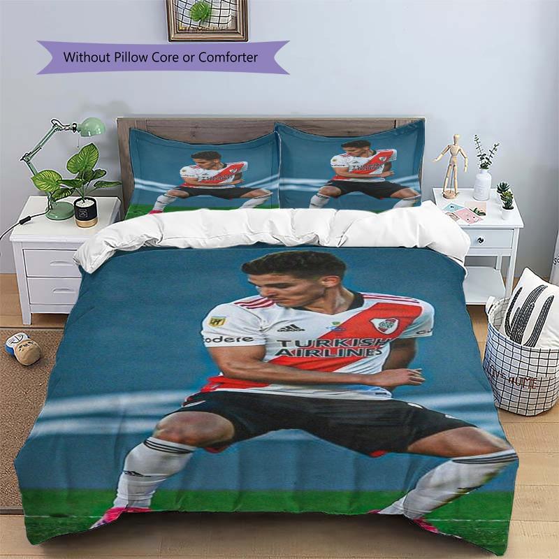 River Plate Football Player Portrait Print 3‑Pieces Duvet Cover Set Soccer Sports Bedding Bedroom Home Decor Without Pillow Core Comforter