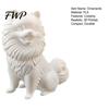 Versatile Home Style Accessory 3D Printed Cute Pomeranian Dog Figurine, White Twisting Head Puppy Statue, Small Sculpture Desktop Ornament for Office