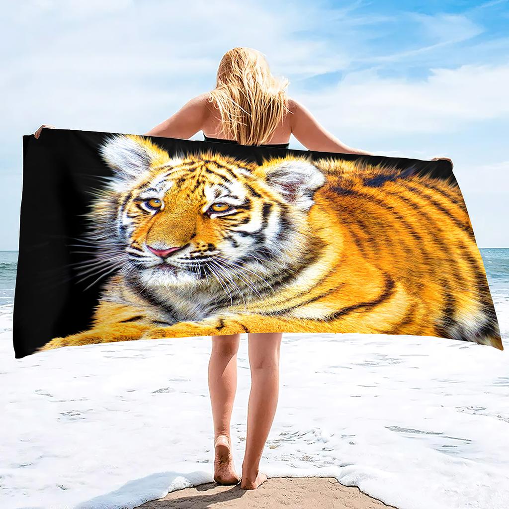 Oversized Beach Towel Pool Towels Microfiber Quick Dry Swim Towel Blanket Large Microfiber Sand Free Beach Towels Tiger Print