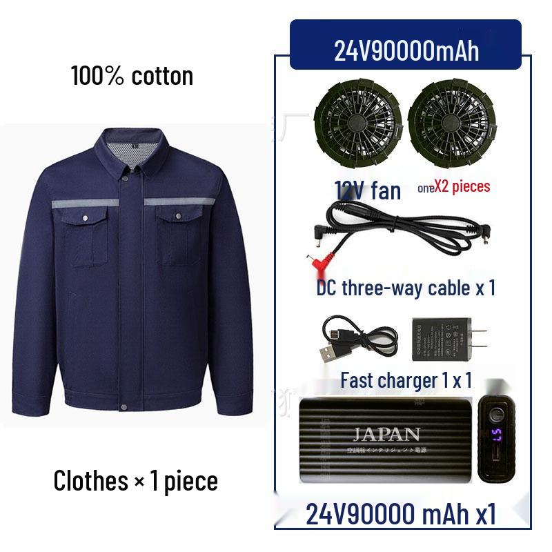 "Men's and Women's Summer Cooling Workwear with Fan, Pure Cotton"