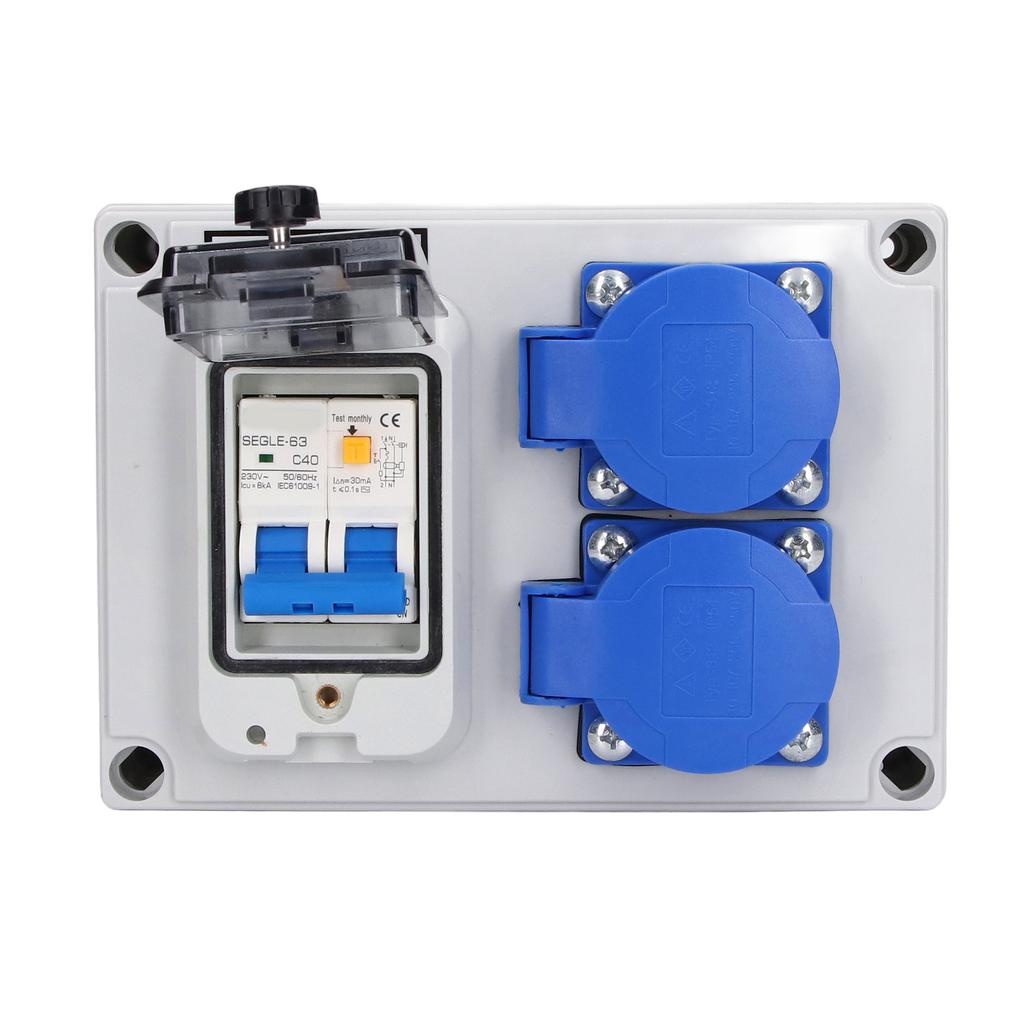 Wall Socket Dual German Power Outlet Box Receptacle 200250V with 40A 1P+N RCD