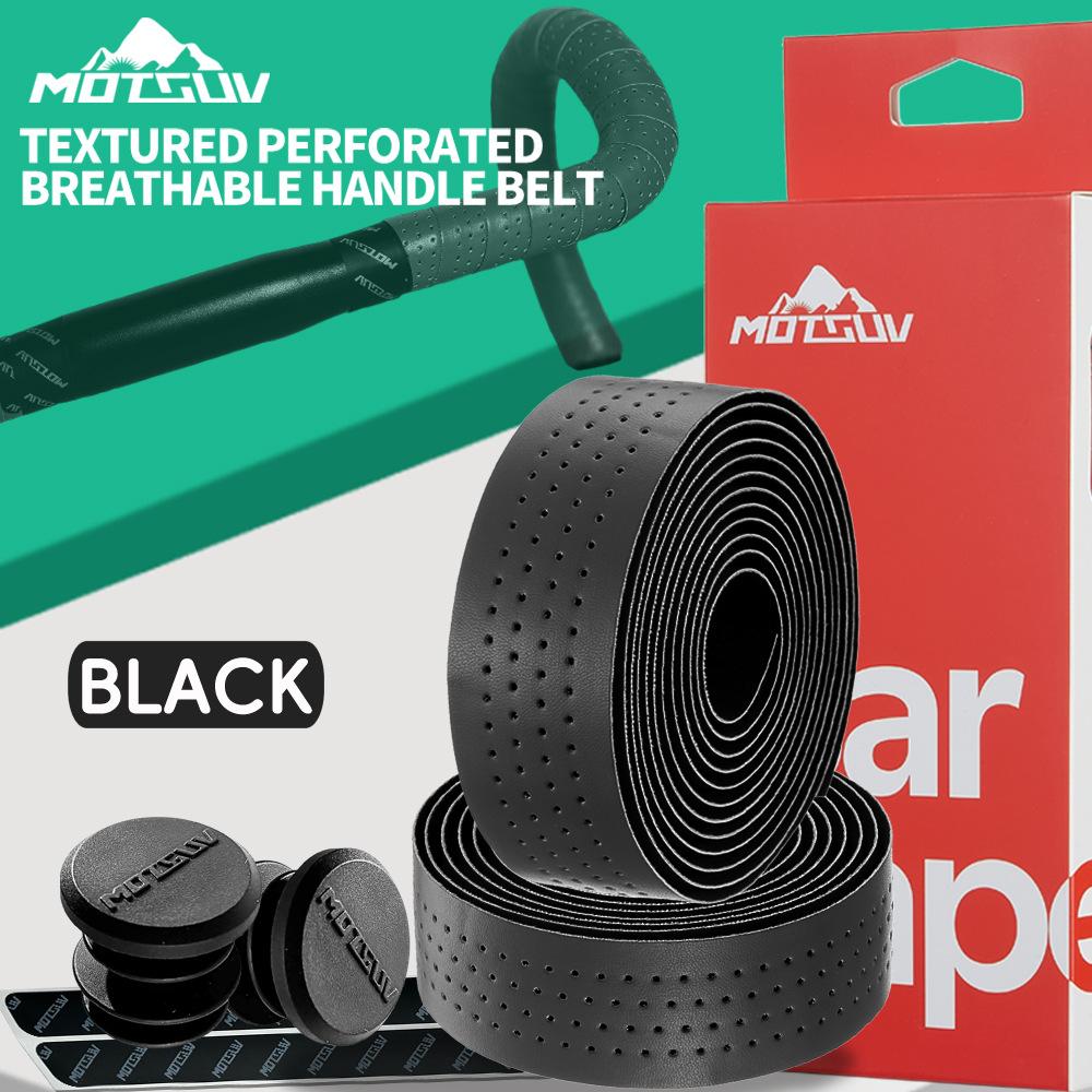 

Bicycle Handlebar Tape Textured Perforated PU+EVA 3cm x 210cm Waterproof Abrasion Resistant Anti-Slip Cushioned for Road Bikes чёрный