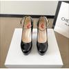 2025 New Sexy High Heel Shoes Casual Patent Leather Elegant Round Toe Thin Heel Shoes Women